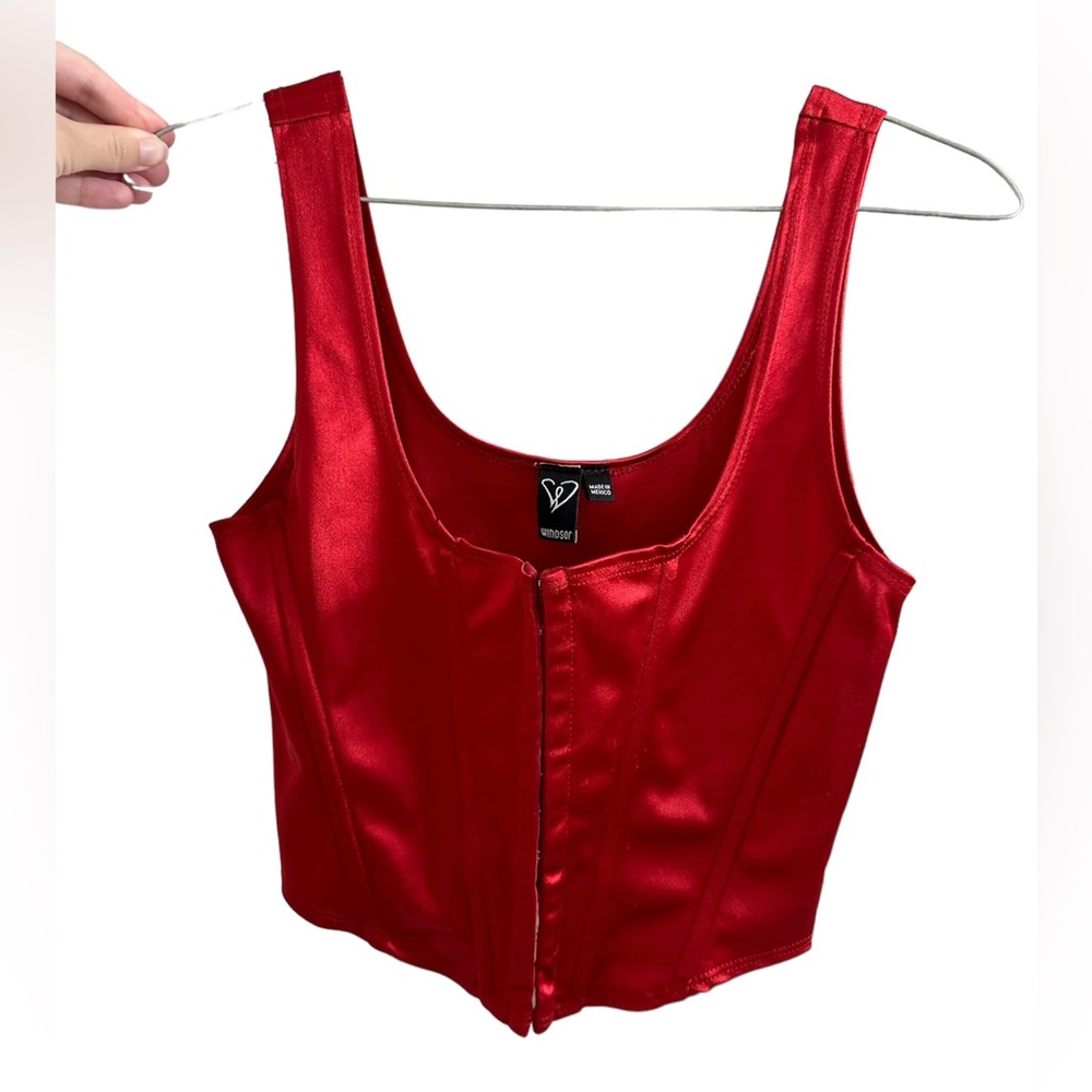 Windsor Red Cropped Corset Top